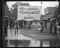 Banner announcing the Tournament of Roses Parade, Pasadena, 1934