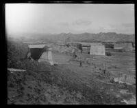 Main Highway Bridge at Castaic Junction destroyed by the flood following the failure of the Saint Francis Dam, Castaic vicinity (Calif.), 1928