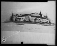 Drawing of the Women's Club Clubhouse by architect Robert H. Orr, Azusa, circa 1928