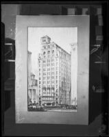 Architectural drawing of the James Oviatt Building with a tower design variation, circa 1927