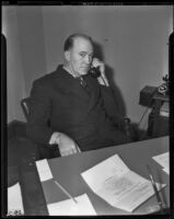 Ernest E. Pyles on the telephone, Los Angeles, 1939