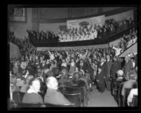 Angelus Temple congregation during radio missionary service in Los Angeles, Calif., circa 1923