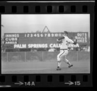 Nolan Ryan, pitching in spring training game in Palm Springs, Calif., 1973