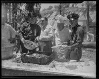 Sheriff Biscailuz, Bill Bright, Charles Ellison, and Harris Stewlord at the Sheriff Barbecue, Los Angeles, 1935