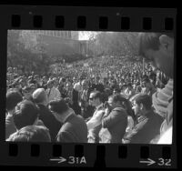 UCLA Chancellor Franklin D. Murphy, addressing students protesting the firing of UC President Clark Kerr, 1967