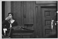 Ava B. Reich providing testimony in the trial of David and Serge Mdivani, Los Angeles, 1934