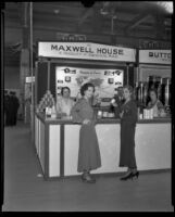 Olive Lucas and Ruth Williamson sample Maxwell House Coffee at the General Foods exhibit at the Food and Household Show, Los Angeles, 1932