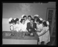 Dr. Elias Spotkov with student nurses, Los Angeles Country General Hospital, 1947