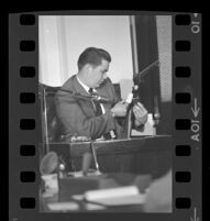 Deputy Thomas Wilson testifying at the Ruben Salazar inquest, Los Angeles, 1970