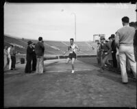 Allen Cole wins Southern California College Conference cross-country championship, Pasadena, 1933