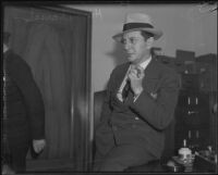 Harry Karsch, a witness in the Siever murder trial and charged with witness fixing, Los Angeles, 1935