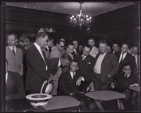 David H. Clark seated in the courtroom, Los Angeles, 1931