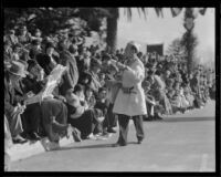 Food vendor selling breakfast to spectators on the route of the Tournament of Roses Parade, Pasadena, 1932