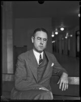 Attorney Olin Wellborn III waiting to testify before the Los Angeles County Grand Jury, Los Angeles, 1933