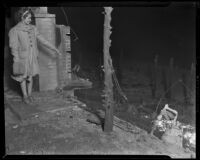 Remains of beach house along Pacific Coast Highway after Topanga fire, Los Angeles, 1938