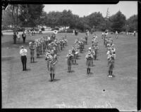 Boy Scout band at band competition or review, [1930s?]