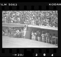 Dodgers' Steve Garvey being cheered by fans on Steve Garvey Day, Calif., 1977