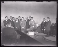 Courtroom scene during Gordon Stewart Northcott's murder trial, Riverside, 1929