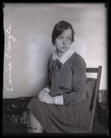 Eunice Pringle sits on a chair with her hands on her lap during the Alexander Pantages rape trial, Los Angeles, 1930