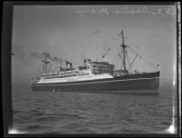 Asama Maru arrives in Los Angeles on her maiden voyage, Los Angeles vicinity, 1929