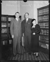 Judge Joseph P. Sproul, Roland St. John Braddell, and Estelle Braddell, Los Angeles, 1932