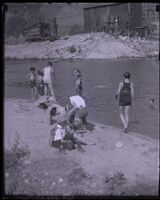 Group of boys at Arroyo Seco creek, Los Angeles County, circa 1925
