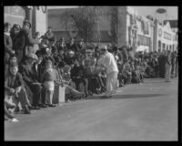 Food vendor selling breakfast to spectators on the route of the Tournament of Roses Parade, Pasadena, 1932