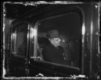 Jesse Livermore, stock trader, en route to Montecito after his son was shot, 1935