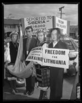 Protest at Our Lady of Bright Mount Church against the Soviet Union's Premier Nikita Khrushchev's visit to Los Angeles, Calif., 1959