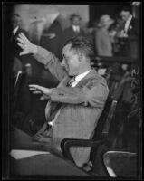 S.S. Hahn gesturing in a courtroom, Los Angeles, 1920-1939