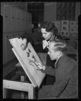 Gaillard Wardwick instructs Robert Brayman in charcoal, Los Angeles, 1936