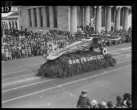 "Monoplane" float in the Tournament of Roses Parade, Pasadena, 1928