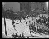 Street car accident aftermath, Los Angeles, 1937