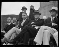 Samuel Morris sitting next to Herbert Hoover, Pasadena, 1935