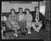 Mrs. E. R. Thomas, Robert E. Thomas, Mrs. J. C. Stevens and Mr. J. C. Stevens, Los Angeles, 1935