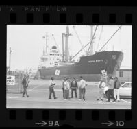 Members of the International Longshoremen's and Warehousemen's Union picketing at San Pedro, Calif., 1972