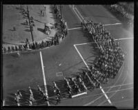 An aerial shot of the Stock Show Parade, Los Angeles, 1935