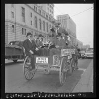 Los Angeles' Union Rescue Mission's annual "Gospel Wagon" ride thru downtown Los Angeles, Calif., 1961