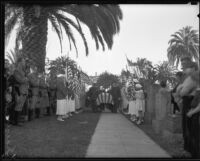 William Traeger's casket carried into Rosedale Cemetery, Los Angeles, 1935