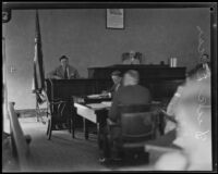 Detective Dick Lucas testifying in the trial against Councilman Carl I. Jacobson, Los Angeles, 1927