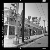 Business district at 2700 block of Central Ave. and 28th street in Los Angeles, Calif., 1962