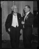 Dr. Adrian Hartog bestows award to William May Garland, Los Angeles, 1933