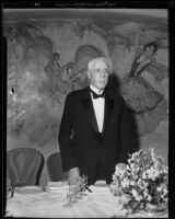 Fiancier Frank A. Vanderlip at a banquet at the Ambassador Hotel, Los Angeles, 1929