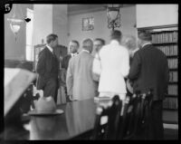 Crown Prince Gustav Adolf of Sweden with others at the recently completed Los Angeles Central Library, Los Angeles, 1926