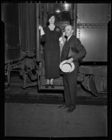 William P. and Sally McCracken Jr. at train station, 1935