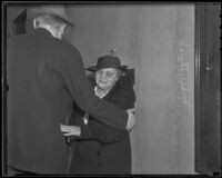 Mary Buck is overwhelmed during questioning, Los Angeles, 1936