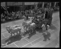 Saint Barbara float in the parade for the Old Spanish Days Fiesta, Santa Barbara, 1930