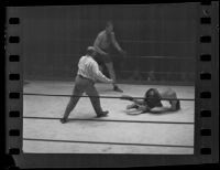 Hank Hankinson during a boxing match, 1935