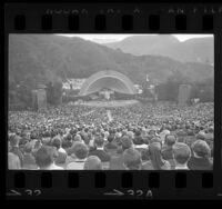 View of audience and stage at Hollywood Bowl Sunrise Service, 1965