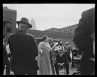 Speaker at Los Angeles Plaza demonstration, Los Angeles, 1936